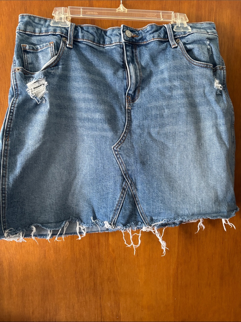 Old Navy Blue Distressed Denim Mini Skirt with Raw Hem size 16